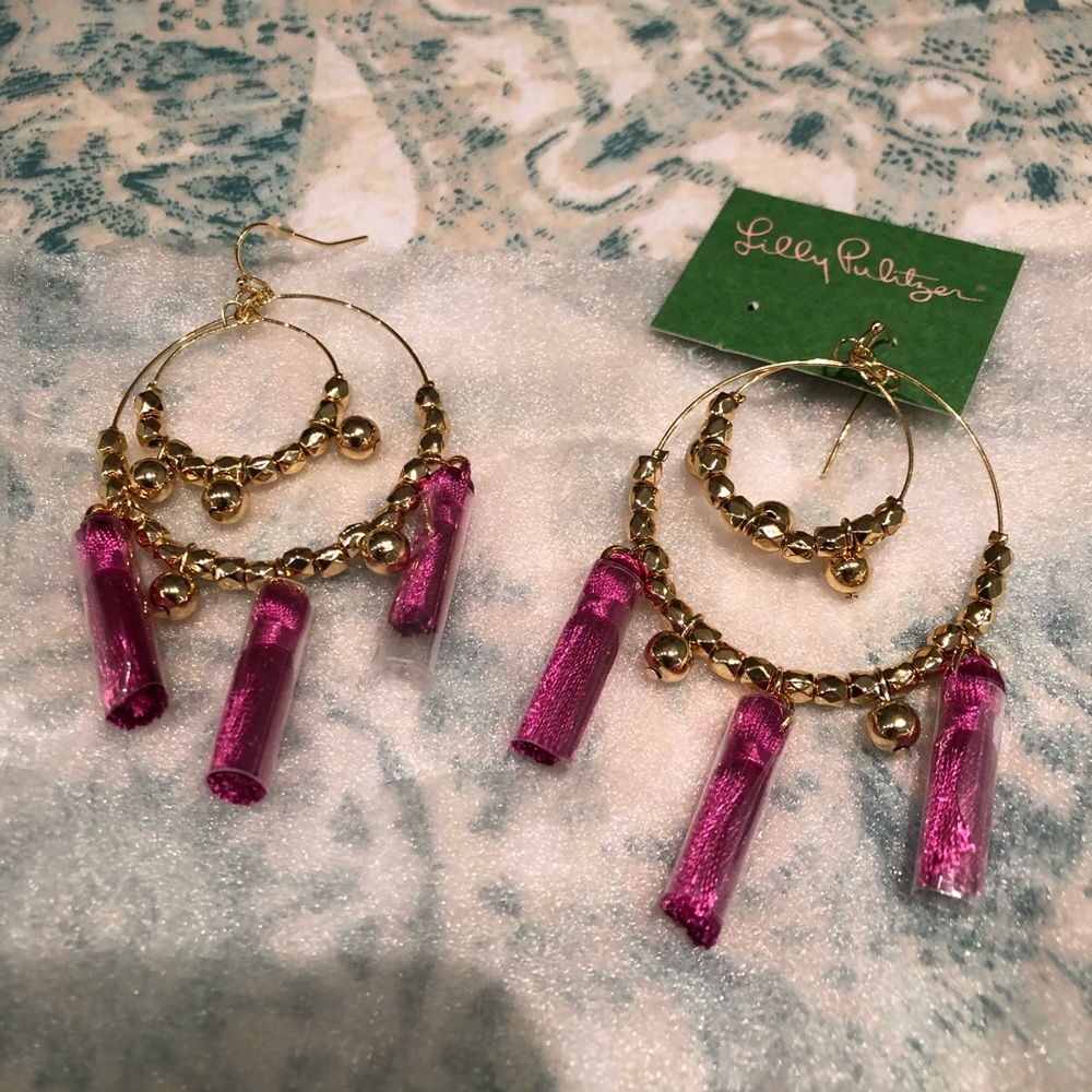 NWT! Lily Pulitzer tassel hoop earrings
